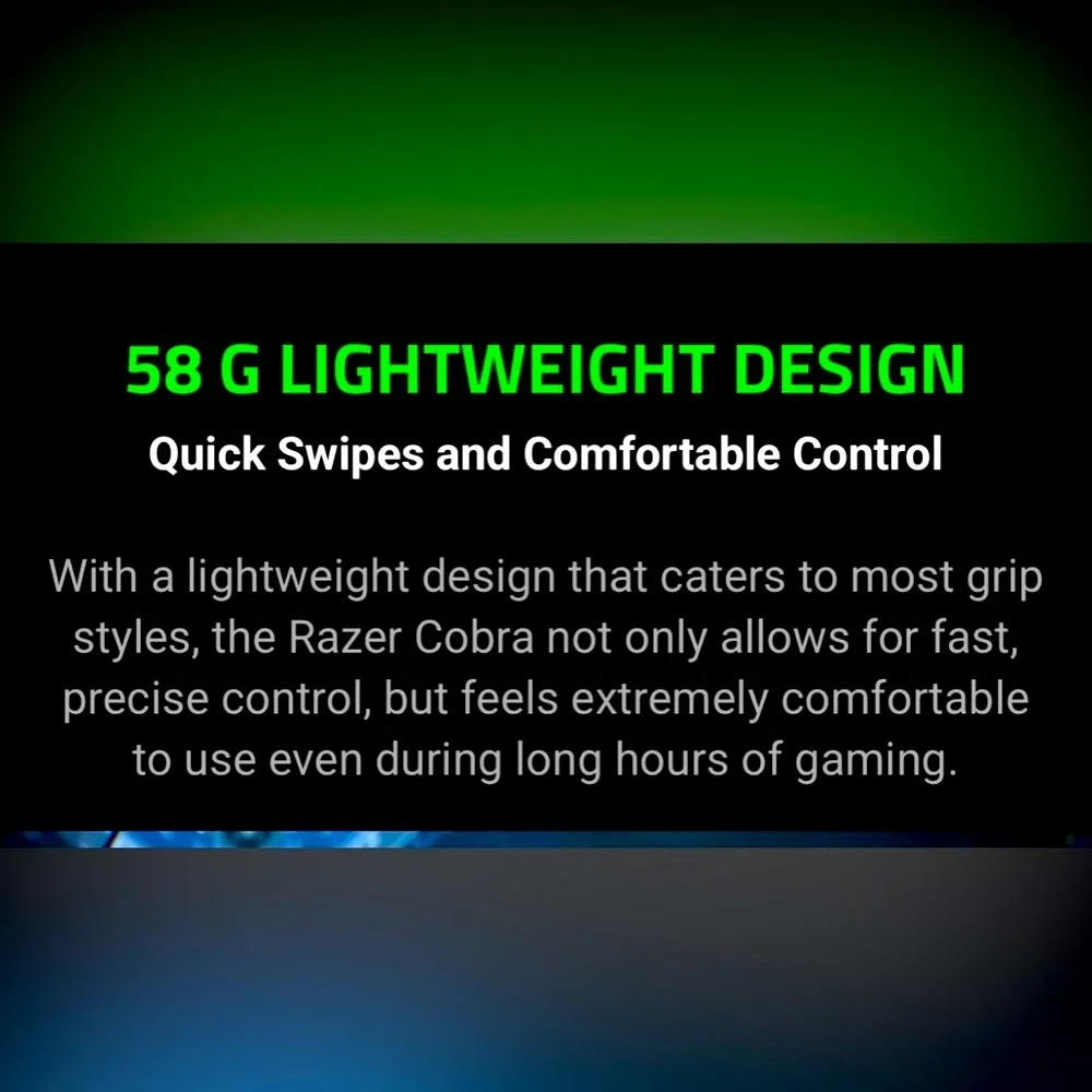 Razer Cobra Gaming Mouse Customizable - lightweight design. Black and Green